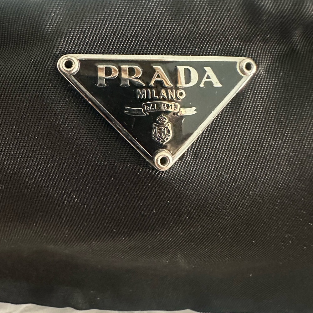 PRADA Nylon Logo Black Mini Zipper Pouch Case Bag - Picture 2 of 12